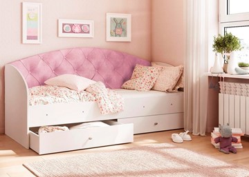 Односпальная детская кровать Эльза без бортика, Розовый (латы) в Краснодаре