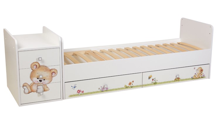 Детская кровать Фея 1100 Медвежонок Белый в Сочи - изображение 2