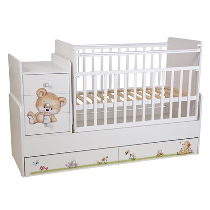 Детская кровать Фея 1100 Медвежонок Белый в Сочи - изображение