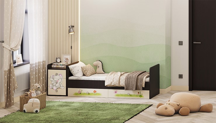 Кровать-трансформер с комодом Фея 1100 Зайчонок Венге-бежевый в Сочи - изображение 5