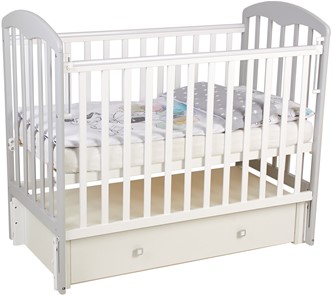 Детская кроватка Фея 328 Белый / Серый в Краснодаре