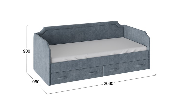 Кровать подростковая Кантри Тип 1, ТД-308.12.02 (Замша синяя) в Краснодаре - изображение 2