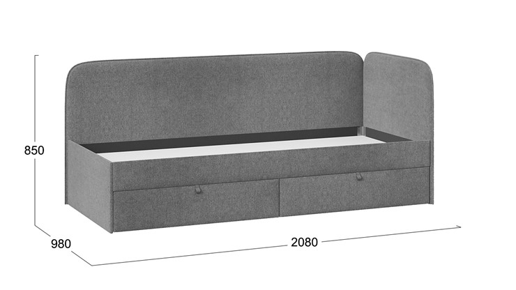 Кровать подростковая Молли тип 1 (90), Микровелюр Scandi Graphite 22 в Армавире - изображение 3