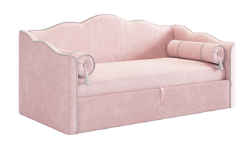 Кроватка с подъемным механизмом Лея (Софа) 90х200 (нежно-розовый (велюр)/галька (велюр)) в Краснодаре