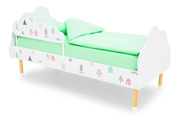 Детская кровать Stumpa Облако "Домики розовый, бирюзовый" в Сочи