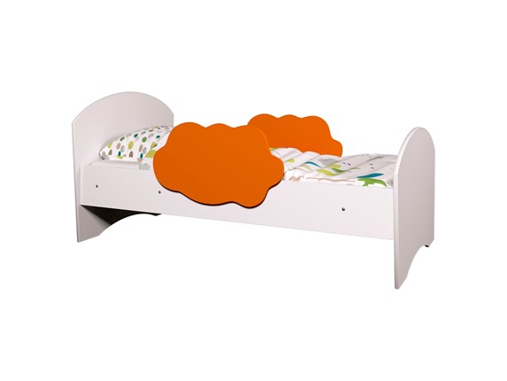 Кровать с бортиками Тучка, корпус Белый, фасад Оранжевый в Краснодаре - изображение