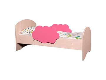 Детская кровать с бортиками Тучка, корпус Дуб млечный, фасад Розовый в Краснодаре