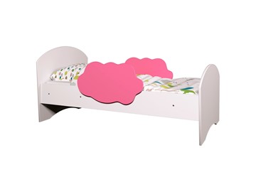 Детская кровать с бортиками Тучка, корпус Белый, фасад Розовый в Краснодаре