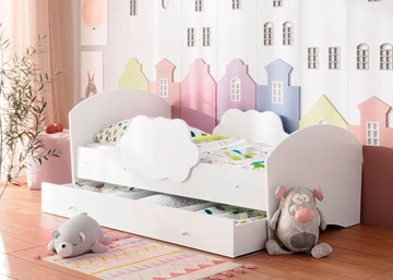 Детская кровать Тучка с ящиком, корпус Белый, фасад Белый в Сочи