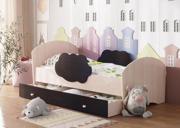 Детская кровать Тучка с ящиком, корпус Дуб млечный, фасад Венге в Краснодаре