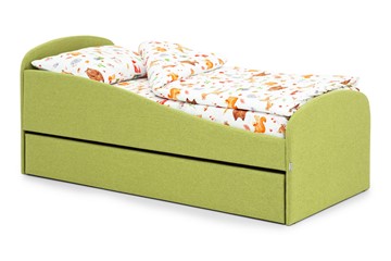 Кровать с ящиком Letmo авокадо (рогожка) в Краснодаре