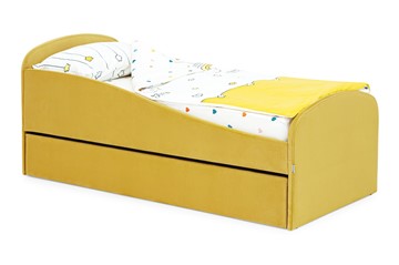 Детская кровать с ящиком Letmo горчичный (велюр) в Краснодаре
