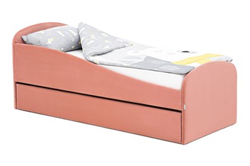 Мягкая кровать с ящиком Letmo пудровый (велюр) в Краснодаре