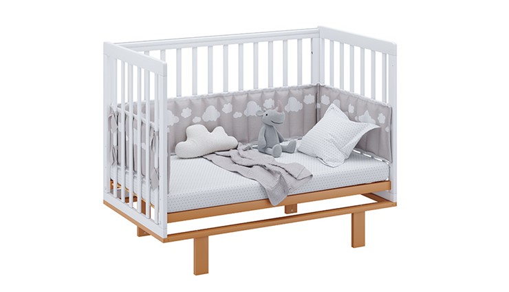 Кроватка в детскую серия 3400 POLINI Kids Simple 340 Белый / Бук в Сочи - изображение 10
