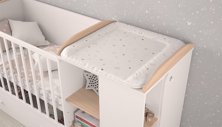 Детская кровать-трансформер с комодом POLINI Kids Ameli 800 Белый / Дуб пастельный, серия AMELI в Сочи - изображение 4
