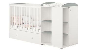 Детская кровать с комодом POLINI Kids Ameli 800 Белый / Серый, серия AMELI в Сочи - предосмотр 1
