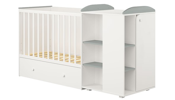 Детская кровать с комодом POLINI Kids Ameli 800 Белый / Серый, серия AMELI в Армавире - изображение