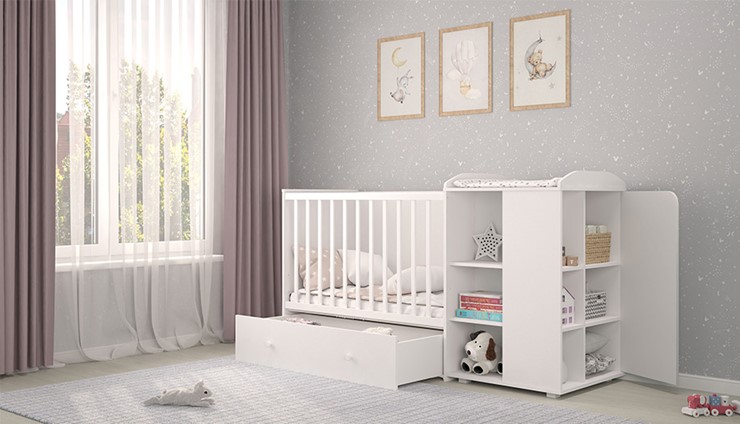 Кровать-трансформер детская с комодом POLINI Kids Ameli 900 Белый, серия AMELI в Сочи - изображение 6
