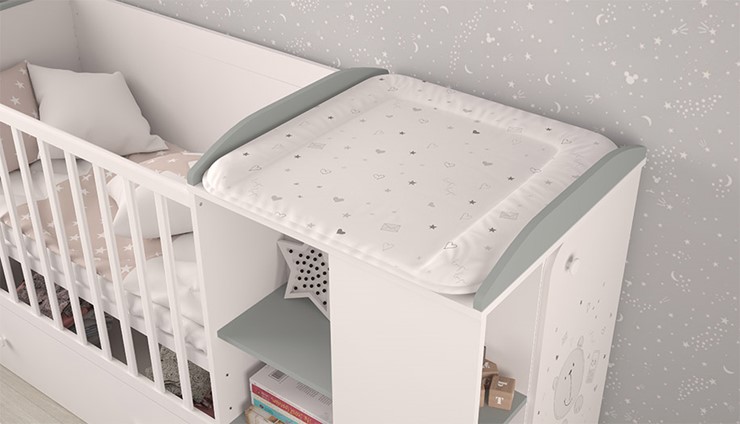 Многофункциональная кровать с комодом POLINI Kids French 800 TEDDY Белый / Серый в Армавире - изображение 6