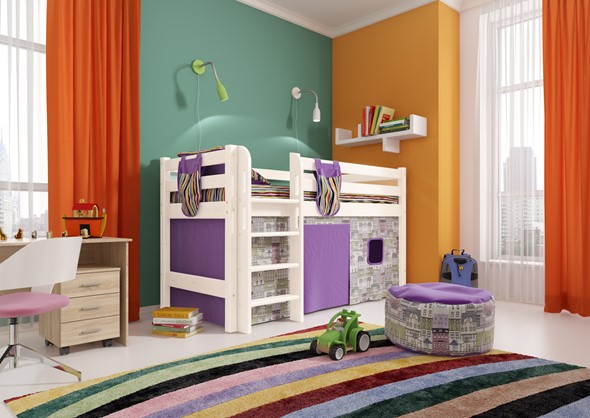 Кровать-чердак детская Соня, Вариант 11 Белый в Краснодаре - изображение