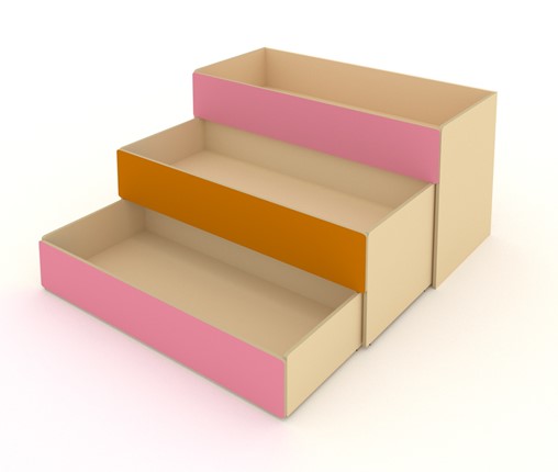 Кровать для детей 3-х уровневая КД-3, Беж + Розовый + Оранжевый в Армавире - изображение