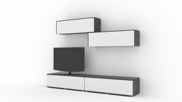 Гостиный гарнитур Куб (Cube), цвет Белый софт, Черный ясень в Краснодаре - изображение 1