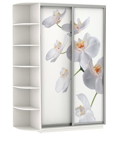 Шкаф 2-х створчатый Хит, 1500x600x2200, фотопечать, со стеллажом, белая орхидея, белый снег в Новороссийске