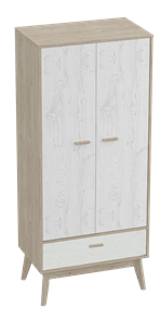 Шкаф для одежды Калгари, Дуб натуральный светлый/Белый матовый в Краснодаре