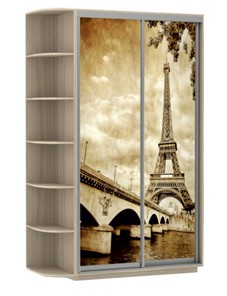 Шкаф 2-х створчатый Хит, 1500x600x2200, фотопечать, со стеллажом, париж, шимо светлый в Армавире