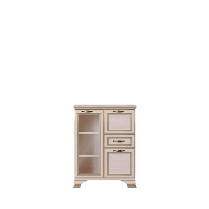 Низкий шкаф (1 стеклодверь) Сиена, Бодега белый / патина золото в Краснодаре - изображение