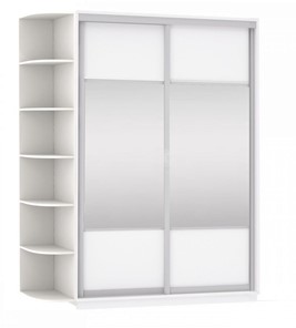 Шкаф 2-х дверный Экспресс (Комби), со стеллажом 1500x600x2400, белый снег в Армавире