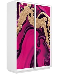 Шкаф 2-х дверный Экспресс 1600x600x2200, Абстракция розовая/белый снег в Краснодаре