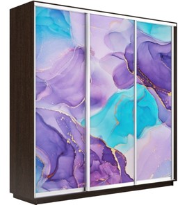 Шкаф 3-дверный Экспресс 2100х600х2200, Абстракция фиолетовая/венге в Новороссийске