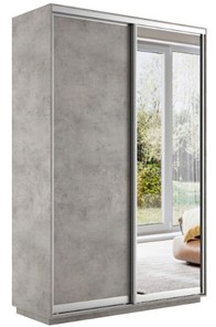 Шкаф 2-х створчатый Экспресс (ДСП/Зеркало) 1600х450х2200, бетон в Армавире