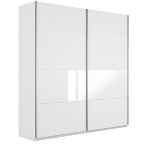 Шкаф Широкий Прайм (ДСП / Белое стекло) 2200x570x2300, Белый снег в Краснодаре