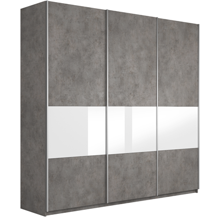 Шкаф Широкий Прайм (ДСП / Белое стекло) 2400x570x2300, Бетон в Армавире - изображение