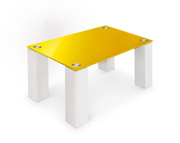 Журнальный стол Колизей-8, белый/желтое стекло в Краснодаре