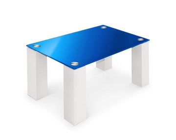 Журнальный стол Колизей-8, белый/синее стекло в Сочи