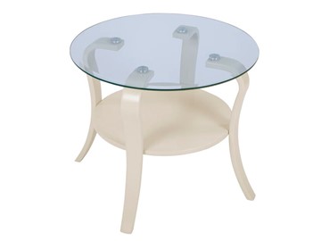 Круглый столик Аннет (бежевый-стекло прозрачное) в Краснодаре