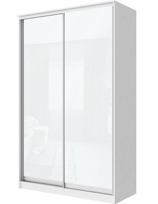 Шкаф 2-х дверный Хит-22-14-22 с цветным стеклом, белое №10, Белый корпус в Краснодаре