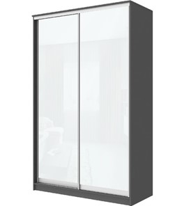 Шкаф 2-х дверный Хит-22-4-12-22 с цветным стеклом, белое №10, Графит в Сочи