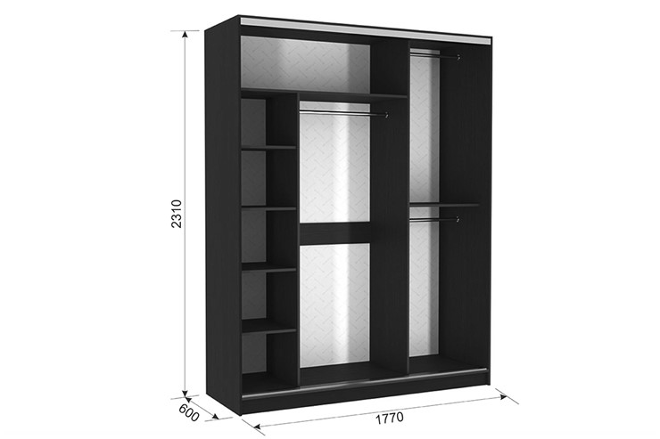 Шкаф 3-х створчатый Бассо 2-600, венге/белый в Армавире - изображение 2