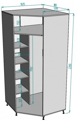 Шкаф распашной угловой Лофт H132, БП в Сочи - изображение 1
