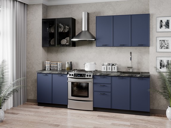Гарнитур кухонный 2600 Индиго, Черный/Темно-синий в Сочи - изображение