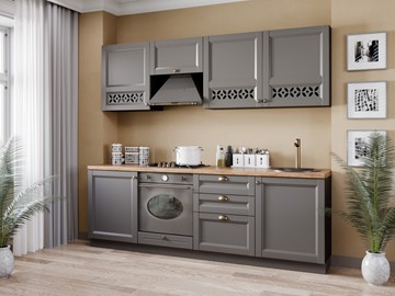 Модульный кухонный гарнитур Амели-3 2400, Чёрный/Оникс серый в Армавире