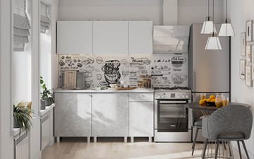 Прямой кухонный гарнитур КГ-1 1600, белый/белый/цемент светлый/антарес в Армавире