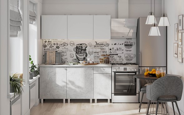 Кухня КГ-1 1600, белый/белый/цемент светлый/антарес в Армавире - изображение
