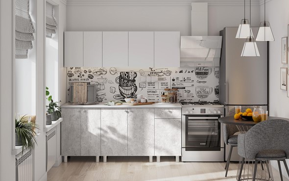 Гарнитур кухонный КГ-1 1800, белый/белый/цемент светлый/антарес в Краснодаре - изображение