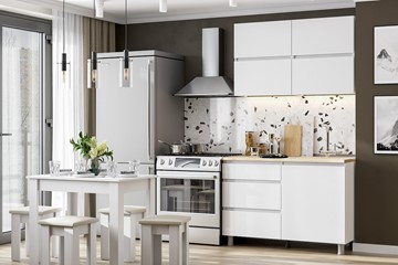 Кухонный гарнитур Токио 1200, белый текстурный/белый текстурный/тростник в Новороссийске