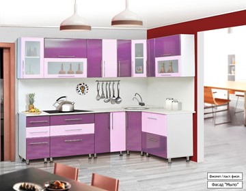 Кухонный угловой гарнитур Мыло 224 2600х1600, цвет Фиолет/Пастель фиолет в Сочи